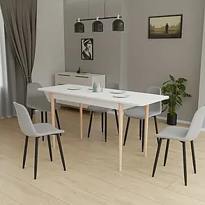 Стіл прямокутний  розкладний  Neman МОНО 1180 , колір білий / бук, фото 3