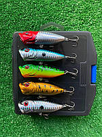 Набор Воблеров попперов Pop 62мм/13грам из 5шт + коробка