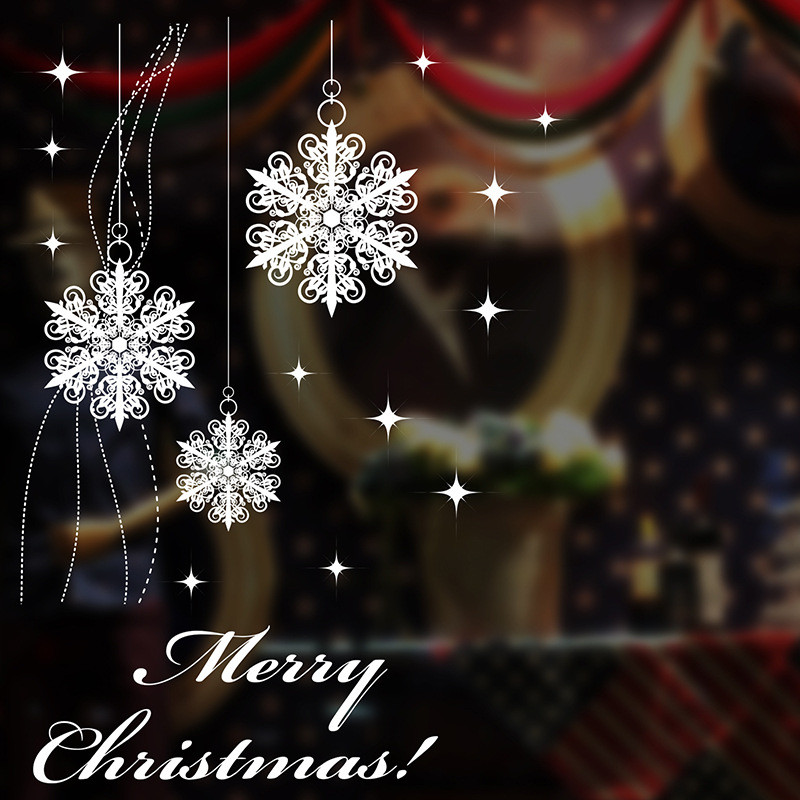Наклейки на вікна сніжинки Merry Christmas 55 на 70 см білий