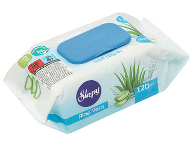 Вологі серветки Sleepy Aloe Vera, з клапаном, 120шт