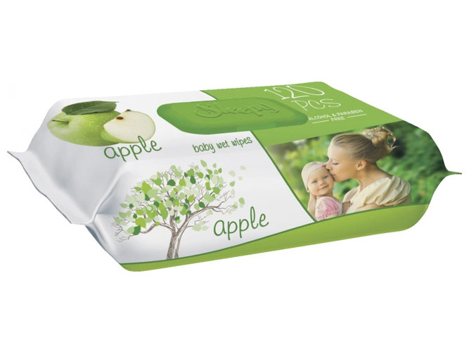 Вологі серветки Sleepy Apple з клапаном, 120шт