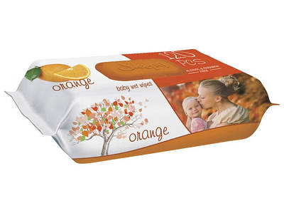 Вологі серветки Sleepy Orange з клапаном, 120шт