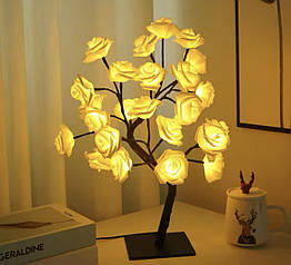 Настільне світлодіодне "Трояндове дерево" 50см новорічна гірлянда Біла Троянда USB від павербанку