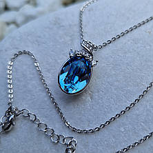 Жіночий кулон з каменем Swarovski Аквамарин | Покриття Родій | Кулон Xuping, фото 3