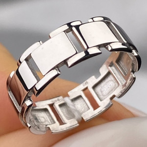 Срібне кільце родоване без каменів РН-689, фото 1