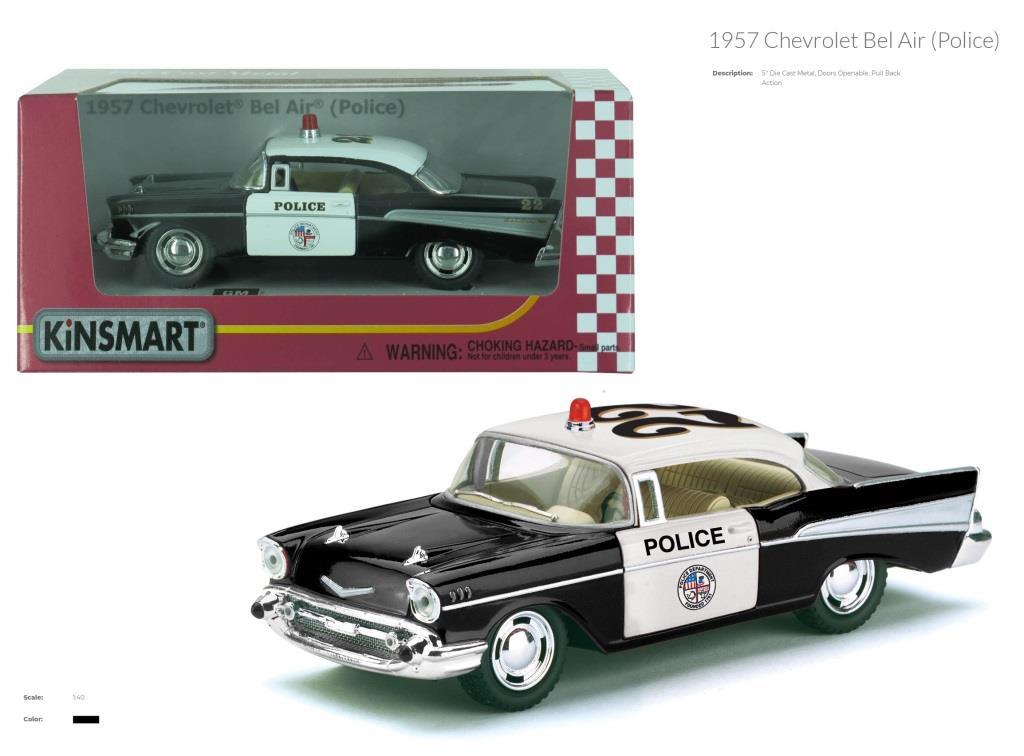 Модель легкова CHEVROLET BEL AIR (1957) 5"" KT5323W Police метал.інерц.відкр.дв.кор./96/