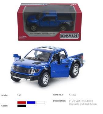Модель пікап FORD F-150 SVT RAPTOR SUPERCREW (2013) 5"" KT5365W метал.інерц.відкр.дв.4кол.кор./96/