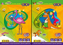 Папір кольоровий (супер кольори), А4, 10 аркушів, 10 кольорів, KIDS Line ціна за 5 шт. //