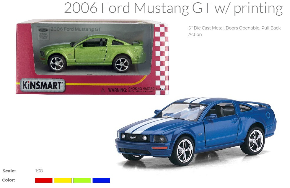 Модель легкова FORD MUSTANG GT (2006) 5"" KT5091WF with printing метал.інерц.відкр.дв.4кол.кор./96/