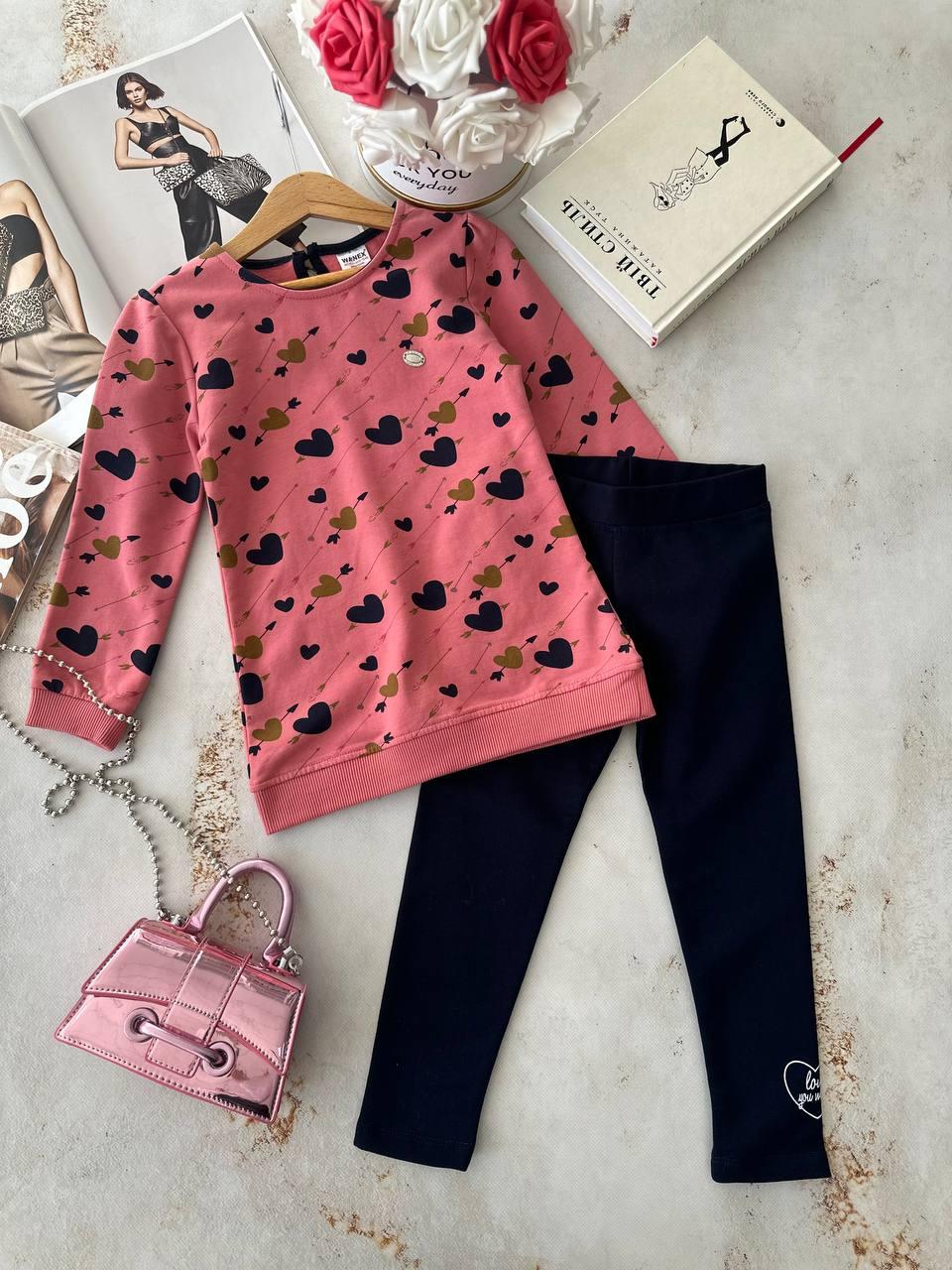 Костюм для дівчинки в серця Пура 21253 Wanex, Красно-Синий, Девочка, Весна Осень, 98, фото 1