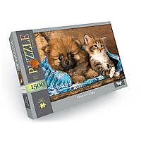 Пазлі 1500 ялинок. с.4 No1 "Kitten and Puppy" Danko Toys