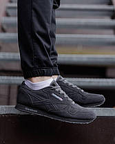 Чоловічі кросівки Reebok Classic Leather Dark Grey Взуття Рібук Класік темно сірі замш демісезон, фото 3