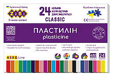 Пластилін CLASSIC 24 кольорів, 480г, KIDS Line