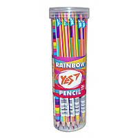 Олівець YES "Rainbow" з чотирибарвним грифелем, трикутний, заточен. 36 шт./пач.
