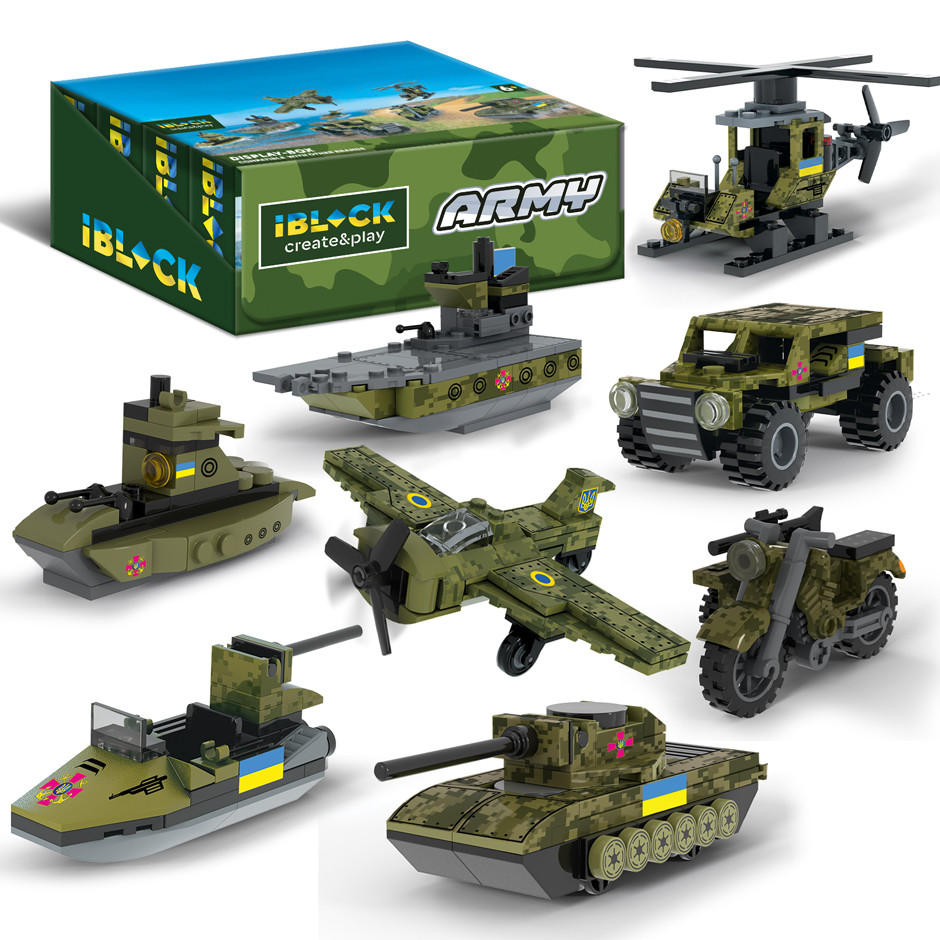 Конструктор IBLOCK Армія, 30-90дет.,8видів, р-р уп-ки 16*5*13см /6/48/8шт в кор. 33,2*21,5*13,5см, фото 1
