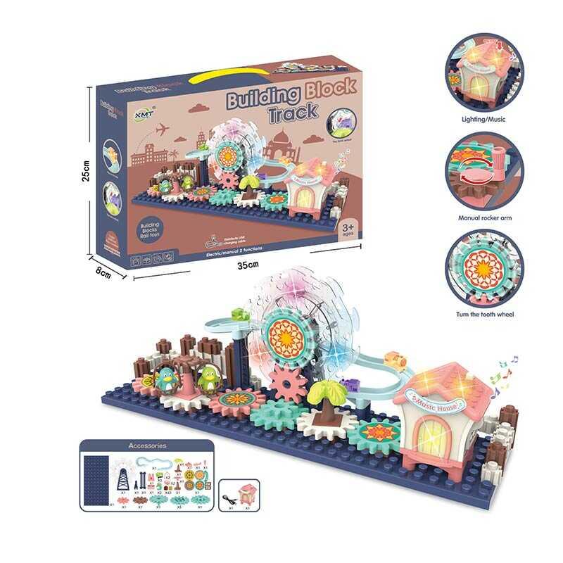 Трек мелодія, підсвічування, рухомі шестерні, працює від батарейок або USB, 35*8*25 см,в кор. /24-2/, фото 1