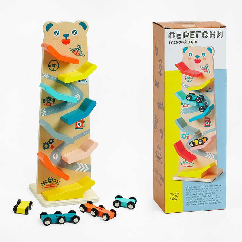 Трек "WToys", 8 спусків, 4 машинки, дерев’яний, в кор. /24/, фото 1
