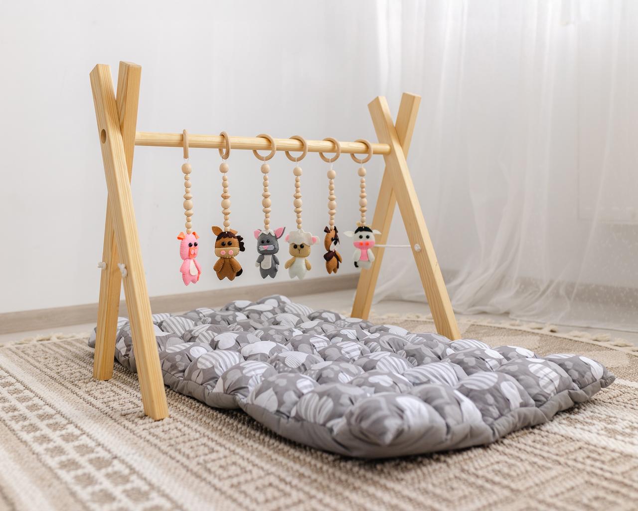 Мобіль дитячий підлоговий Весела ферма з матрациком Love me, фото 1