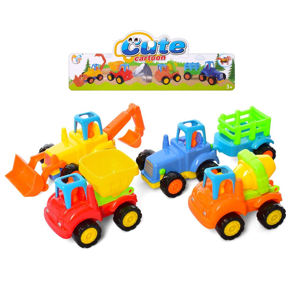 Набір машинок будтехніка, інерц-я, 4шт, 10см, в п/е, 26-27-7см /36/, фото 1