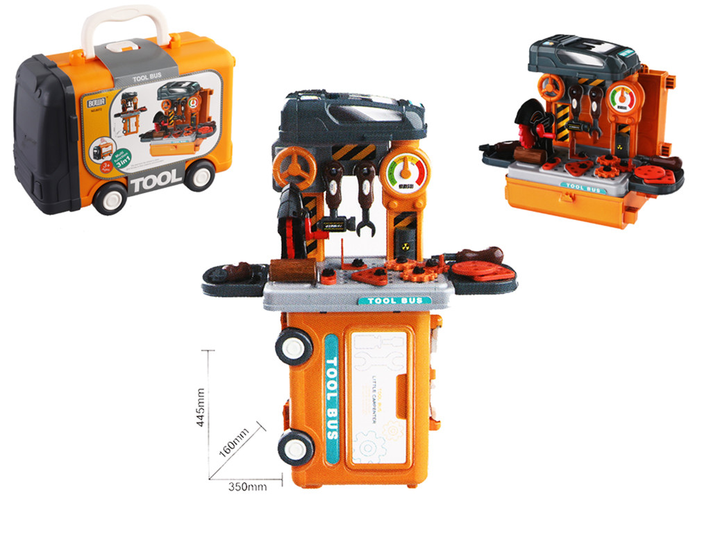 Стіл з інструментами молоток, викрутка, ключі, верстат-валіза, в картонній обгорці, 26-13-18,5см /12/, фото 1