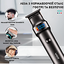 Машинка для стрижки волосся та бороди професійний триммер акумуляторний VGR V-987 led дисплей 4 насадки, фото 4