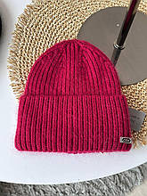 Тепла жіноча шапка Тора ангора на флісі червона