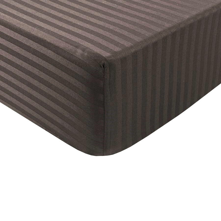 Простирадло на резинці 140х200х20см страйп сатин Ярослав №06 шоколад, фото 1