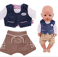 Одяг для ляльки Baby Born / Бебі Бон 40–43 см набір синьо-бежевий 8850