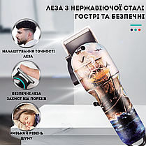 Машинка для стрижки волосся та бороди професійний триммер акумуляторний VGR V-690 led дисплей 4 насадки, фото 4