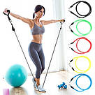 Еспандери для фітнесу 5 штук + Подарунок Резинки для фітнесу TTCZ / Набір трубчастих еспандерів, фото 5