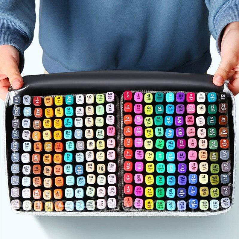 Набір двосторонніх маркерів для скетчинга 168 шт / Маркери для малювання, фото 1