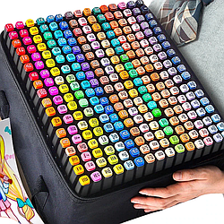 Набір двосторонніх скетч маркерів 262 шт, в чохлі / Маркери для малювання / Маркери для скетчингу