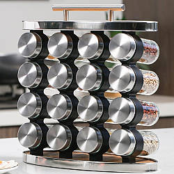 Набір для спецій 16 ємностей / Набір баночок для спецій на підставці / Спецівниця