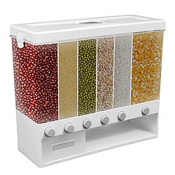 Настільний органайзер для круп з дозатором, на 6 відділень / Кухонний диспенсер для сипучих продуктів