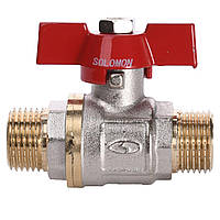 Кран кульовий прямий SOLOMON 1/2″ ЗЗ метелик червоного кольору PN40 B1420