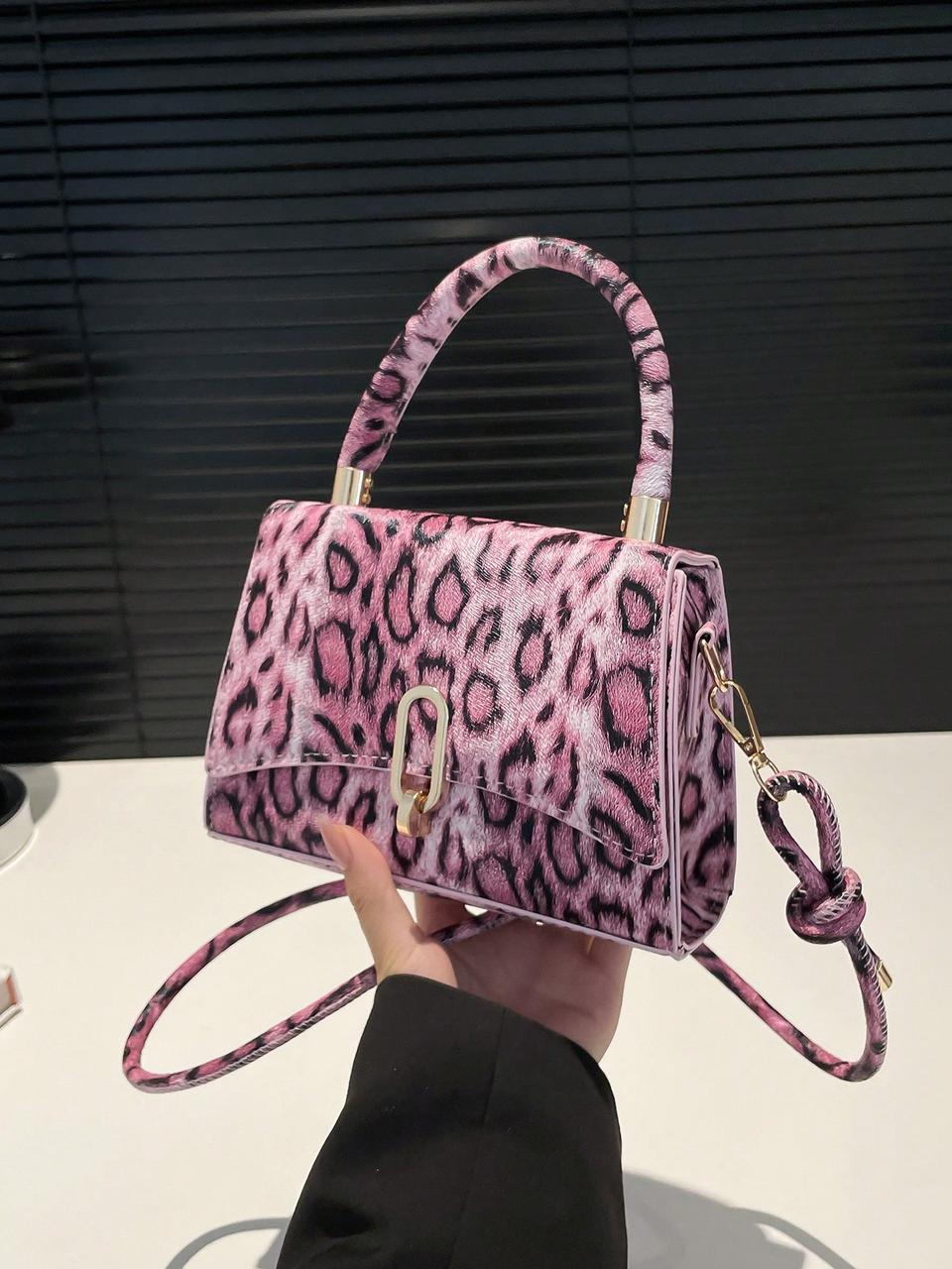 Жіноча сумка 8011 крос-боді леопардова рожева, фото 1