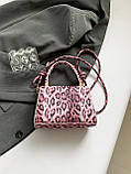 Жіноча сумка 8011 крос-боді леопардова рожева, фото 4