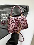 Жіноча сумка 8011 крос-боді леопардова рожева, фото 7