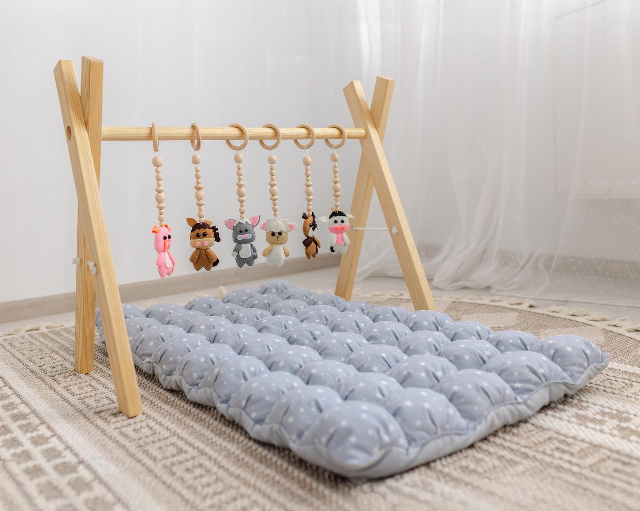 Мобіль дитячий підлоговий Весела ферма з матрациком Зоряне небо