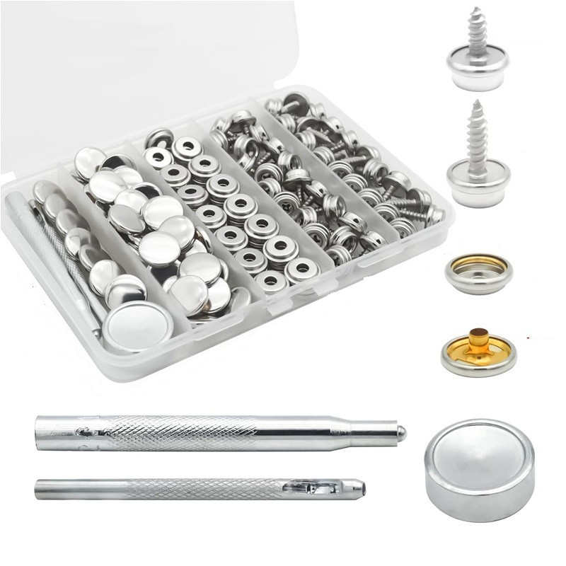 Набір для встановлення гвинтових кнопок + 40 срібло кнопок, фото 1