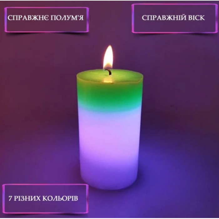 Свічка з воску з підсвіткою Magic Candle 7 color свічка Зелена