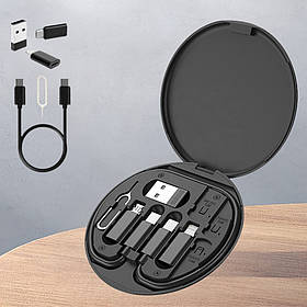 Набір адаптерів з кабелем Type-C для передачі даних та швидкого заряджання Lightning USB OTG Micro Usb у футлярі