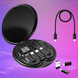 Набір адаптерів з кабелем Type-C у футлярі для передачі даних та швидкого заряджання Lightning USB OTG Micro Usb