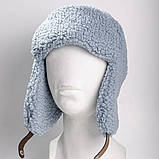 Жіноча голуба шапка вушанка Тедді, фото 4