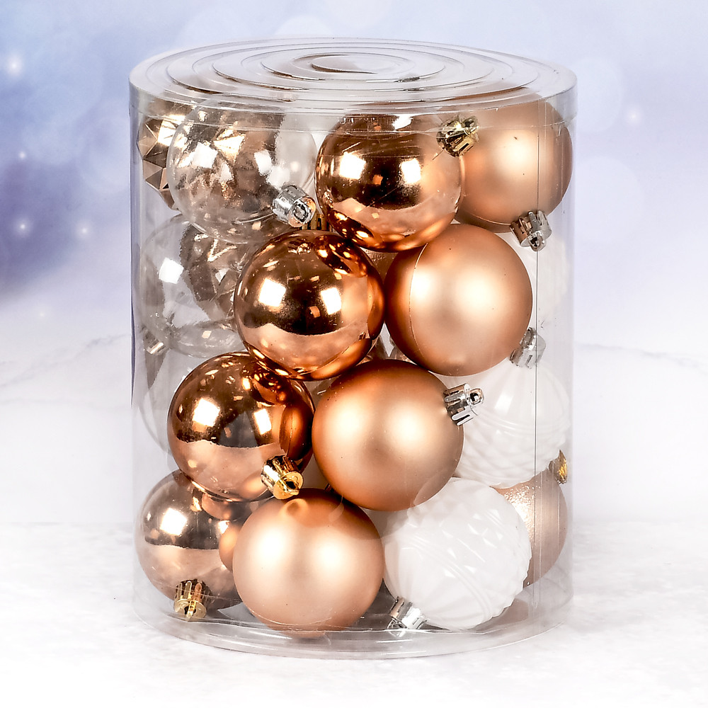 Набір куль 6см 26шт мідно-білий №9731(18), фото 1