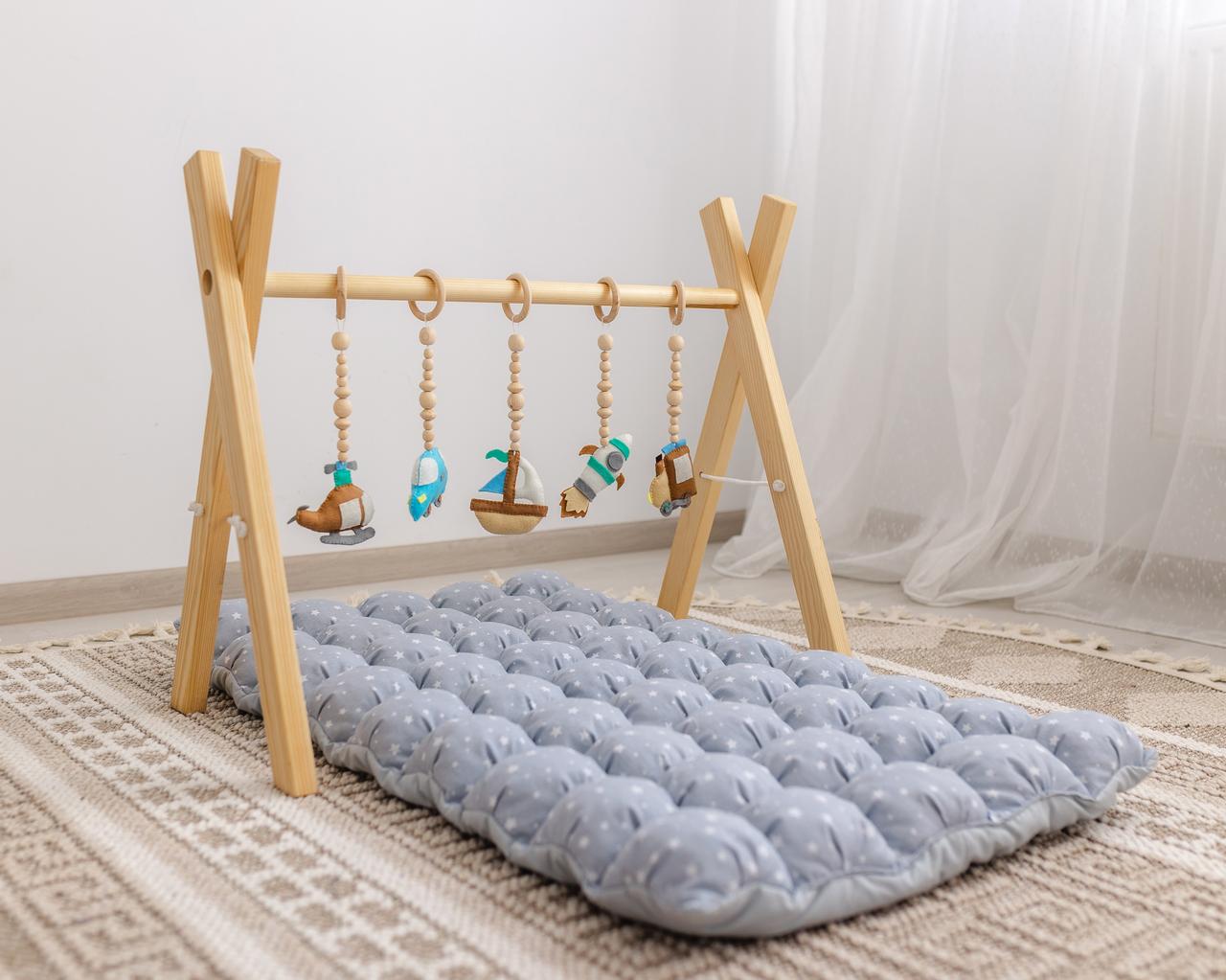 Мобіль дитячий підлоговий Веселі мандри з матрациком Зоряне небо, фото 1