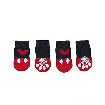 Шкарпетки для собак Lesko DT812 Мікі M з нековзними накладками зігрівальні шт.