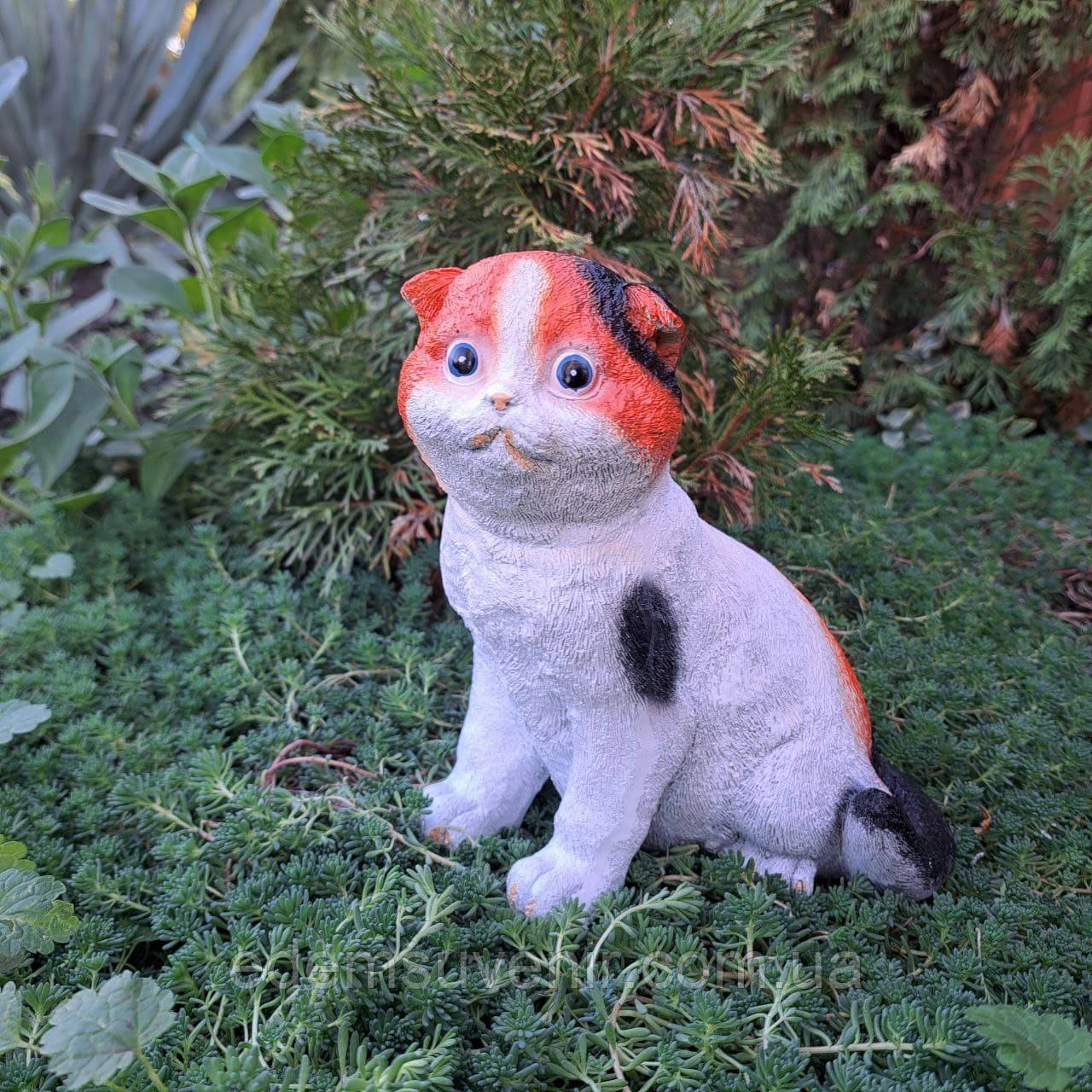 Садова фігура Кошеня кольорове №3 сидить (17х12х15 см), садові статуетки, садові фігури з полістоуну, фігури в сад, фото 1