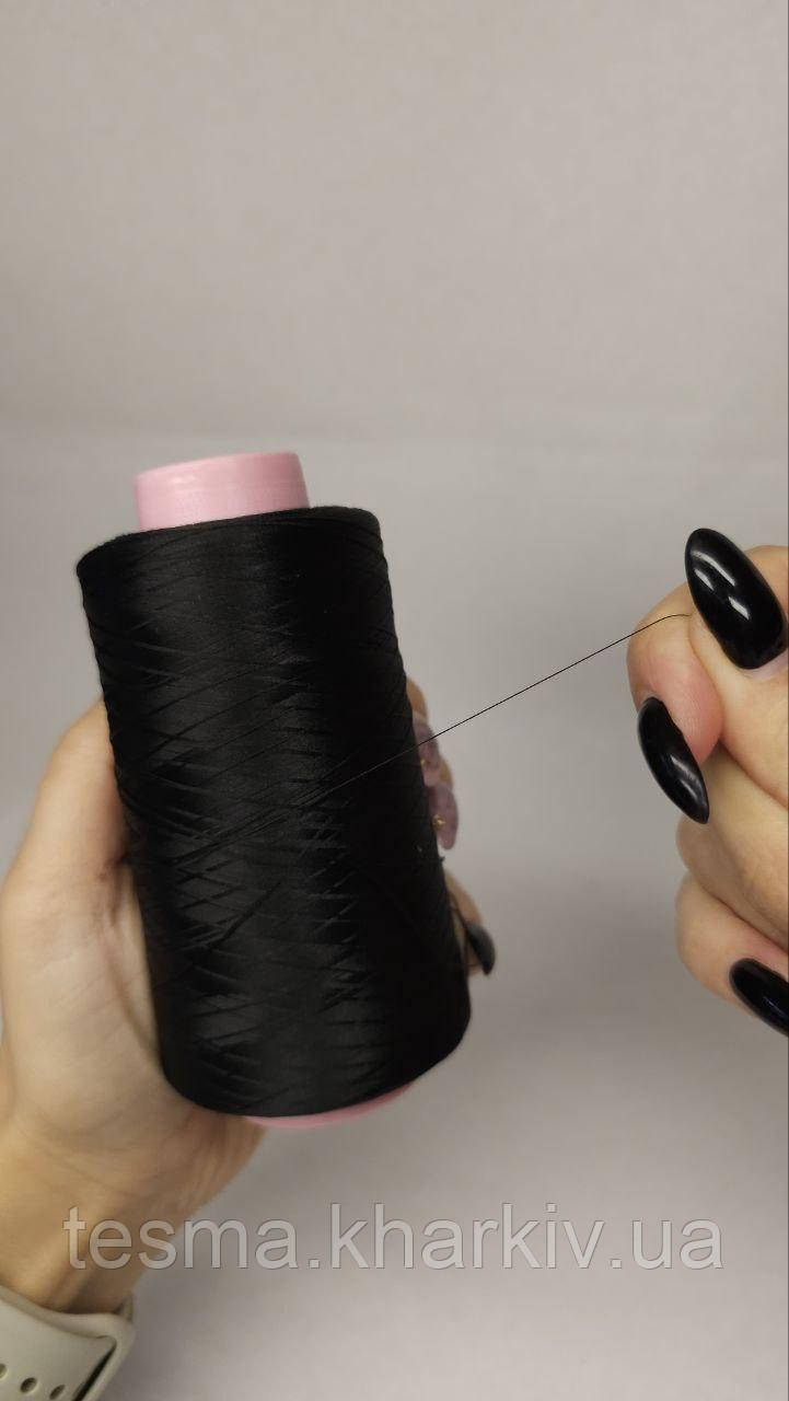 Нитки для оверлока колір "чорний" 5000 м 16.7 tex