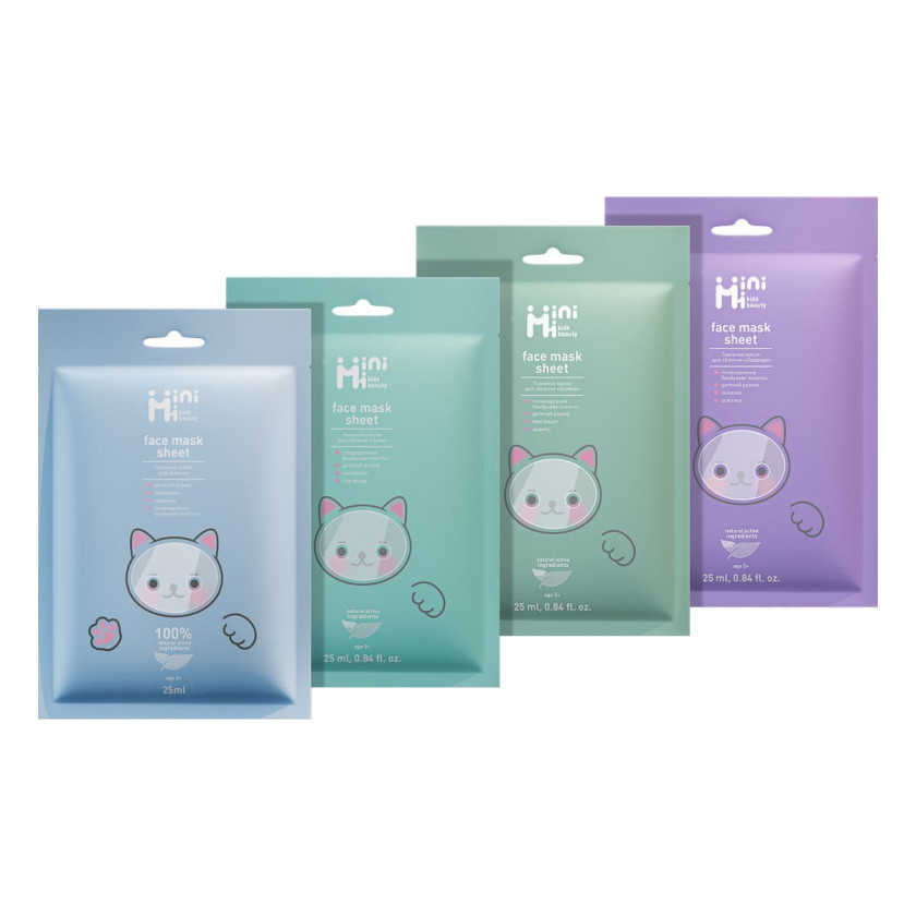 Подарунковий конверт MiniMi з тканинними масками для обличчя 4шт, фото 1